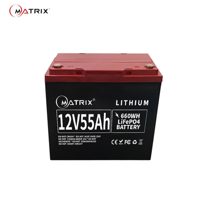 Lithium-Eisen-Phosphatbatterie-tiefe Zyklus-Matrix-Marken-Batterien 12V 55Ah